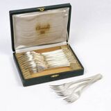 Christofle – 12 cake forks, Boréal model with original box