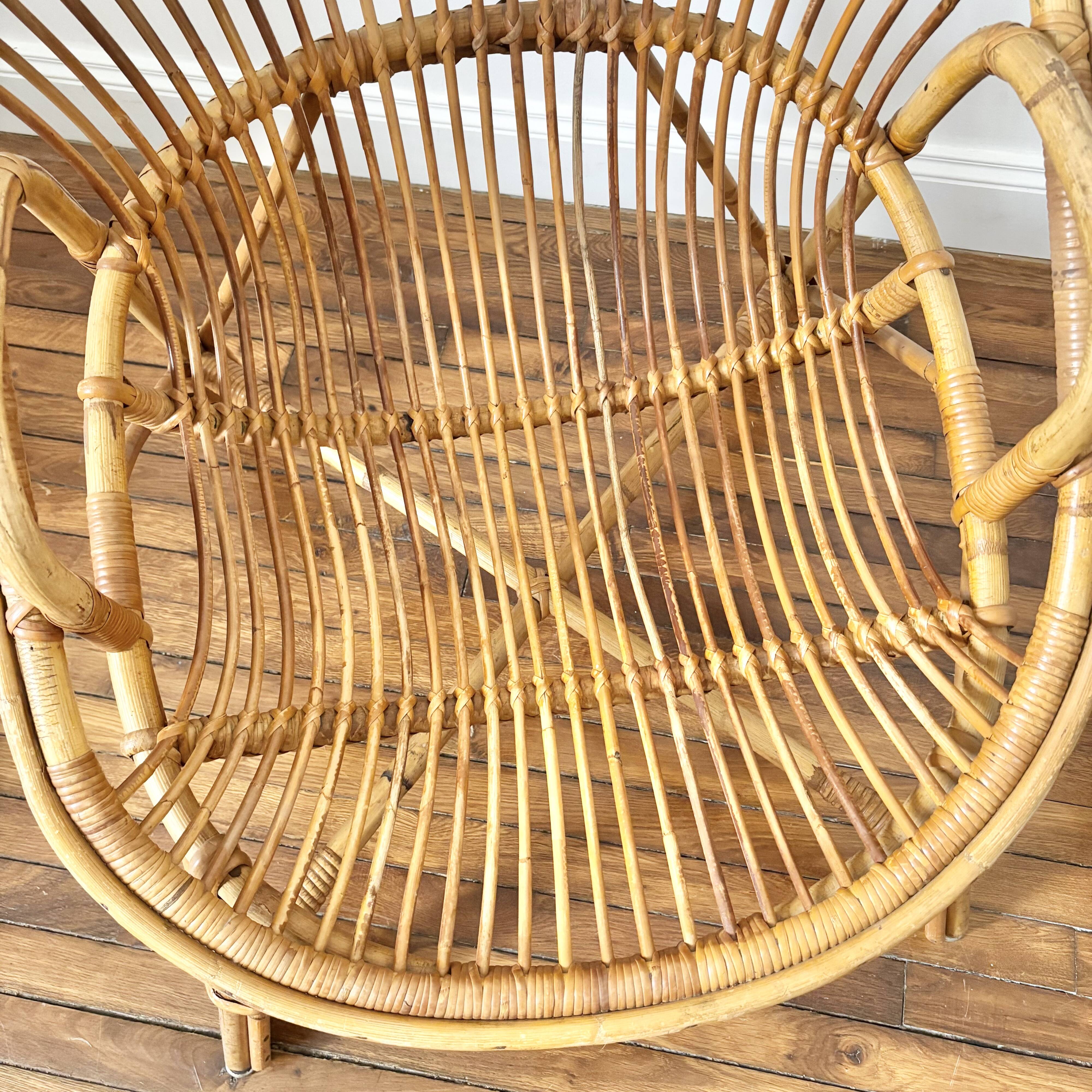 fauteuil en rotin vintage