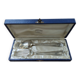 Antique silver plated fork and spoon in box 60g