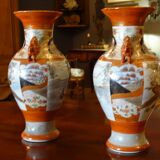 Pair of porcelain vases from Satsuma, Japan, XIXth, H37cm