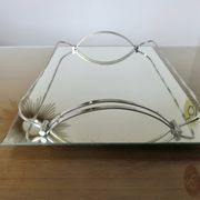 Antique French chrome-plated brass mirror tray, Art Deco style, 1920s-30s