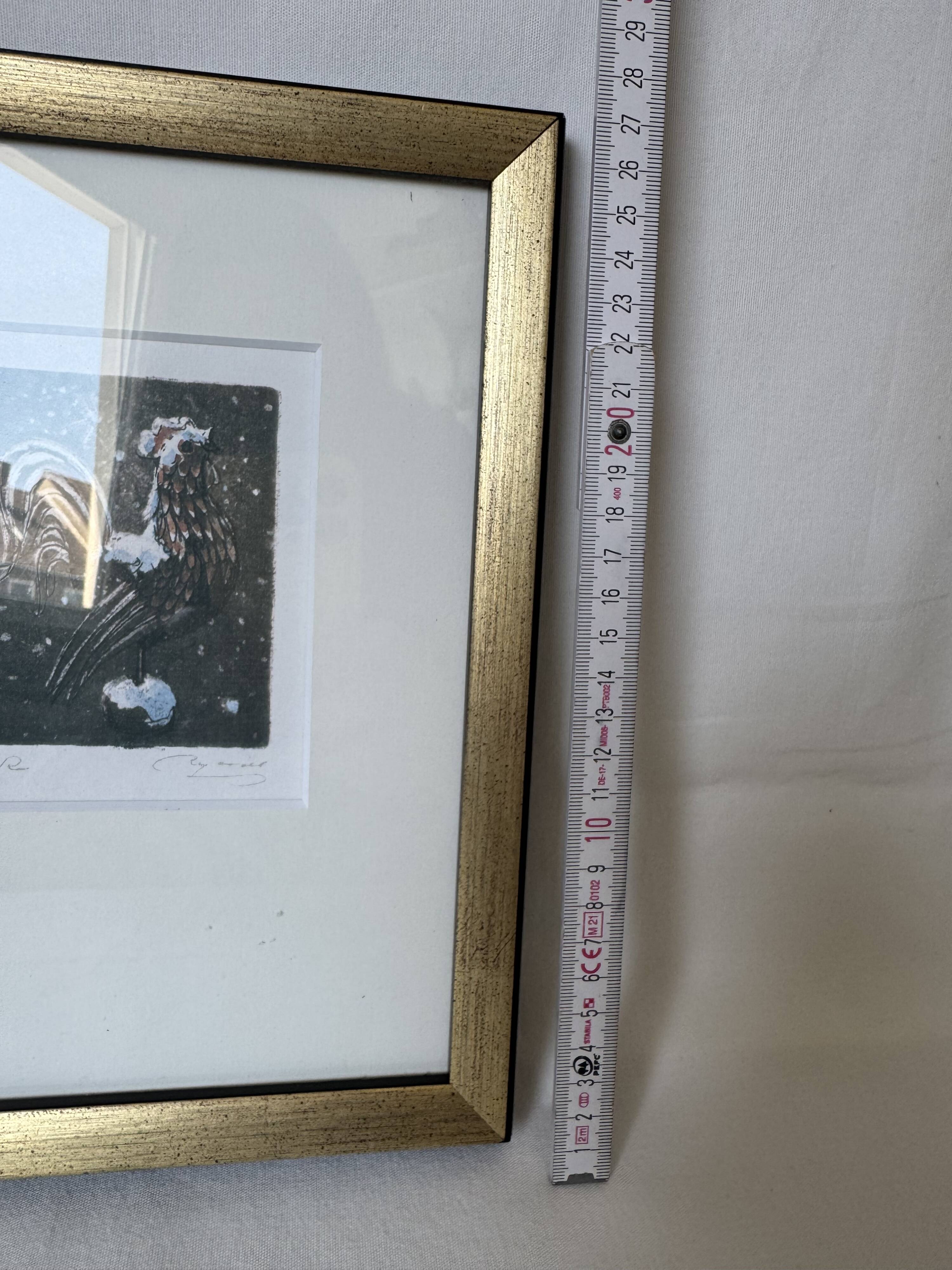 Framed Winter Graphic Art by Wilhelm Loisel, Austria 1994