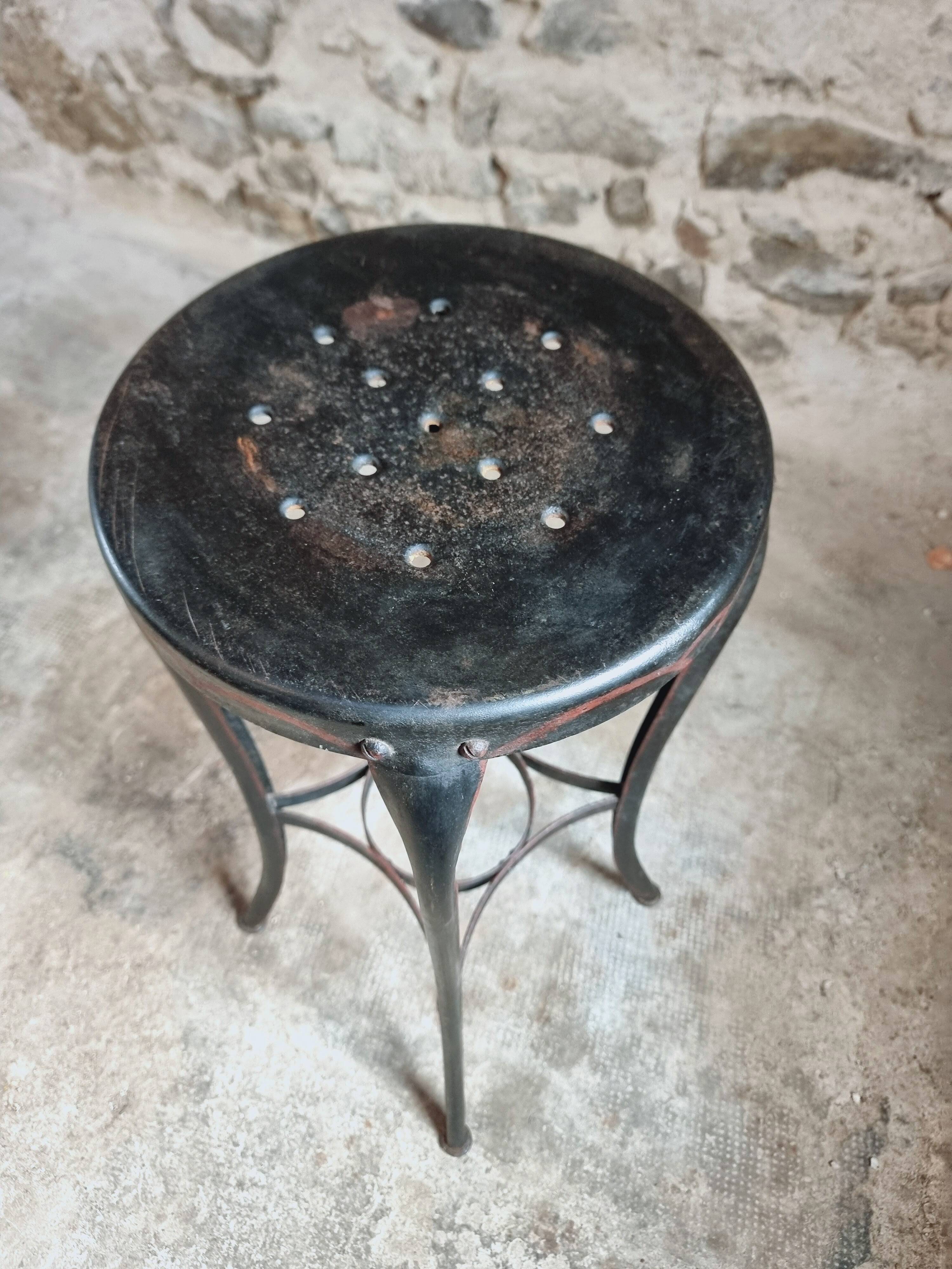 Antique Industrial Stool – Toledo Art Steel Co., 1930s, Bar Stool
