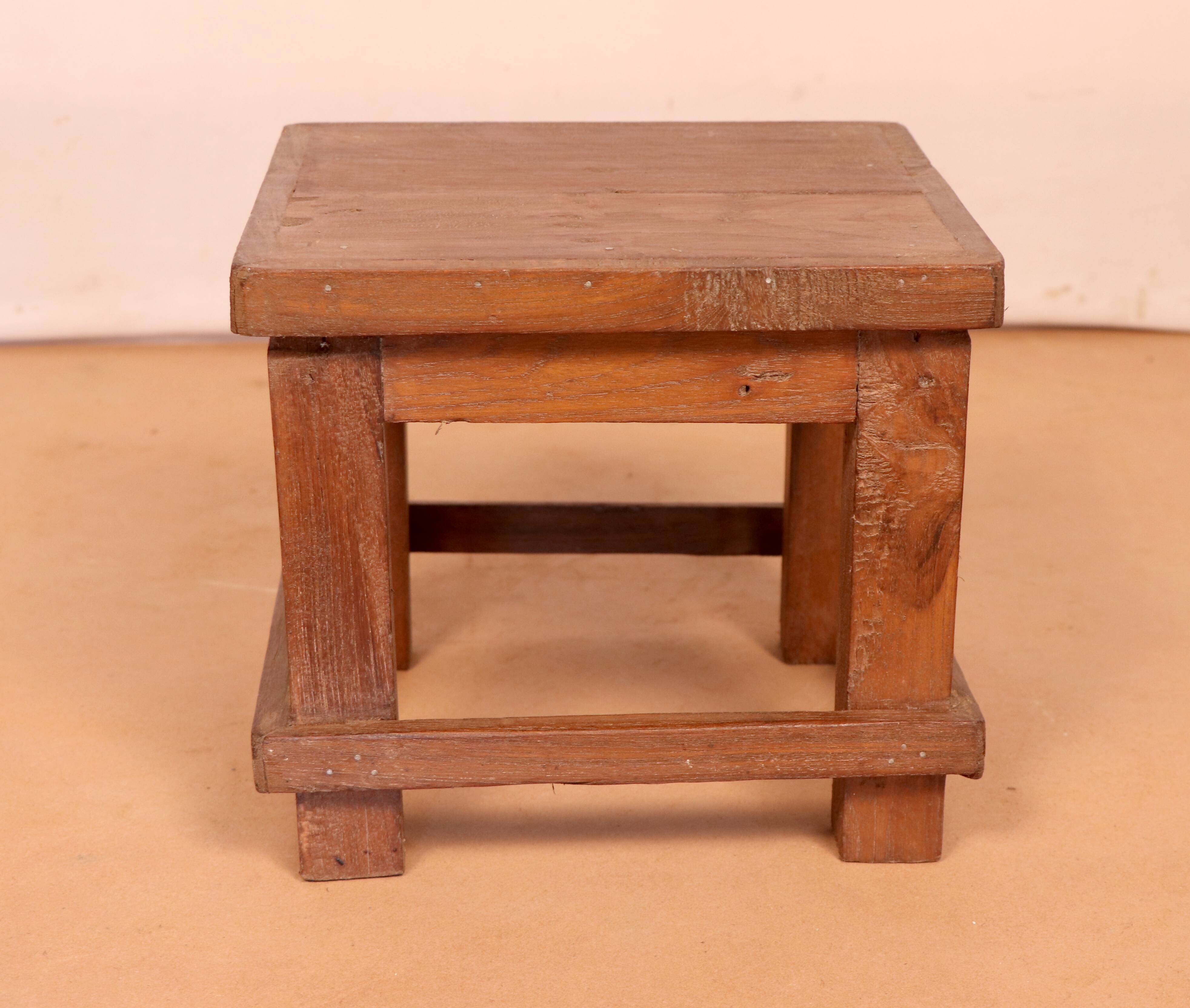 Old small Burmese teak workshop bedside table