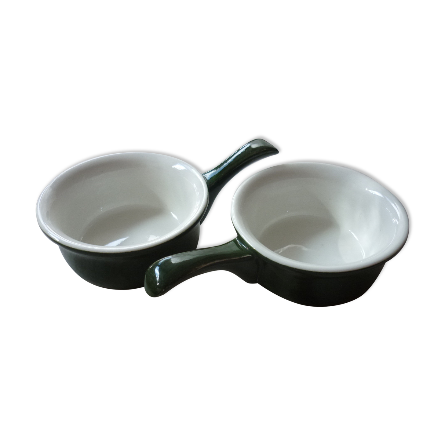 Pair of 2 cassollettes-ramekins-pans PILIVITE in fire porcelain