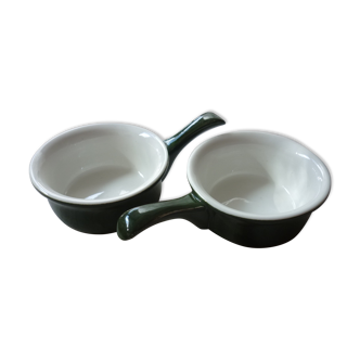 Pair of 2 cassollettes-ramekins-pans PILIVITE in fire porcelain