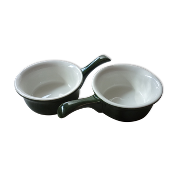 Pair of 2 cassollettes-ramekins-pans PILIVITE in fire porcelain