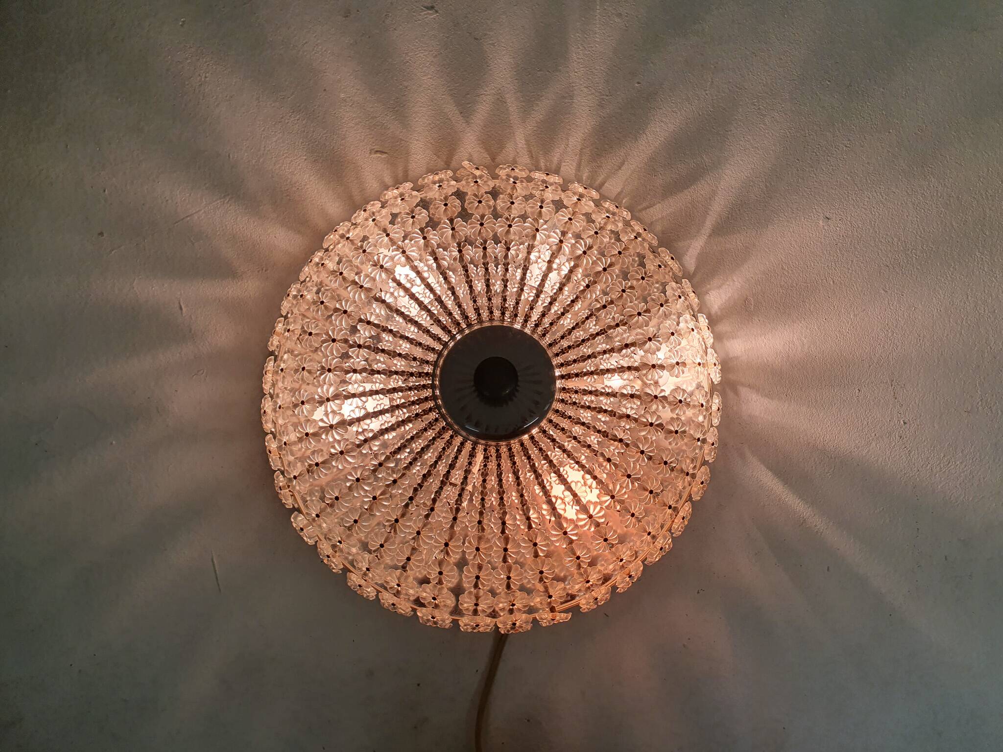 Mid-century ceiling light with glass flowers, France, 1960's