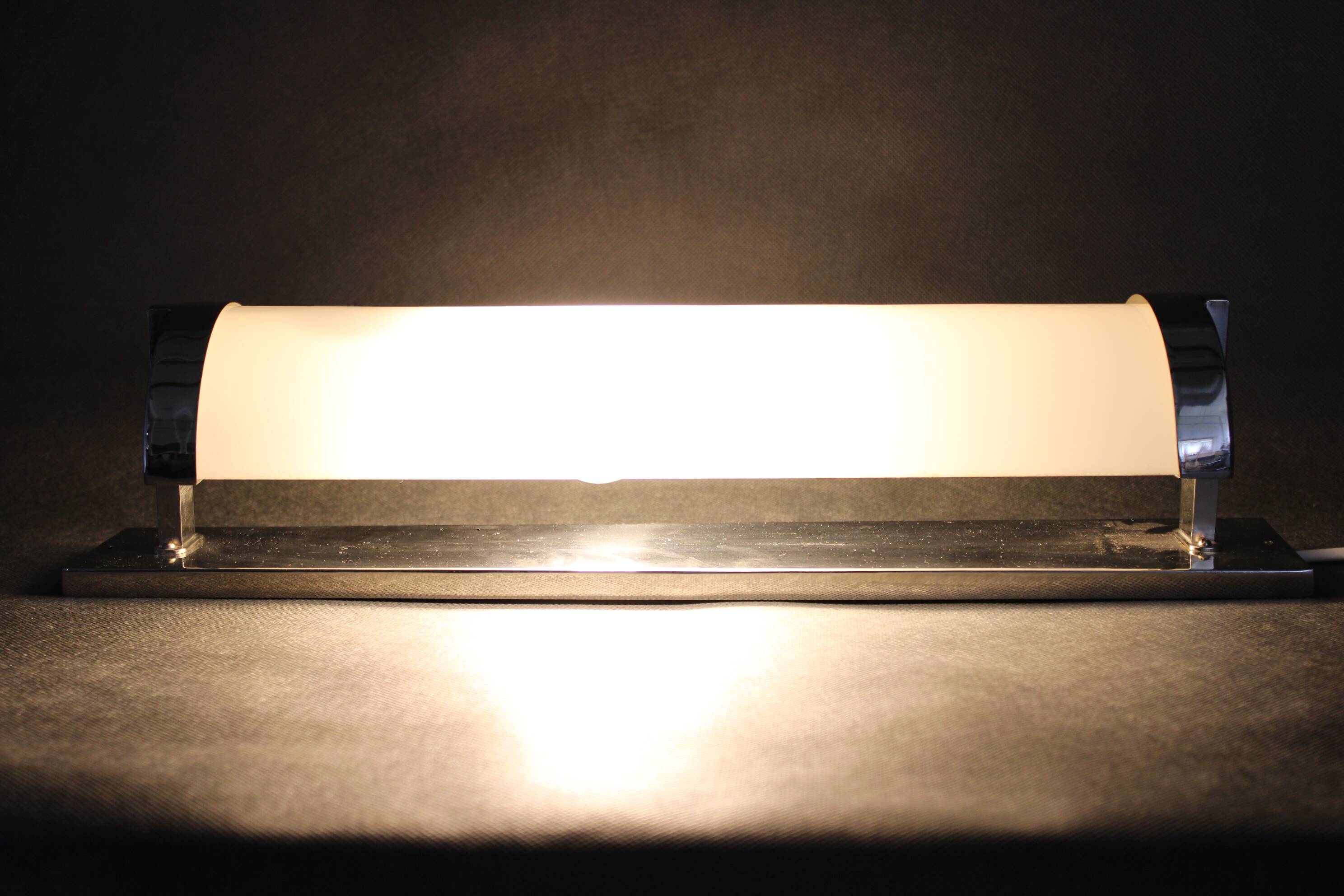 Czechoslovak Art Deco chrome wall light with milk glass, 1930s