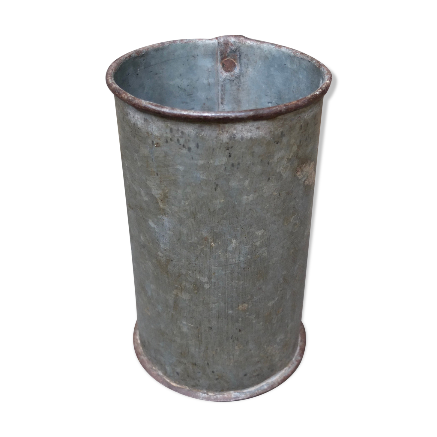 Vintage Galvanised Zinc Flower Pot / Grain Measure