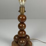 Lampe de table boule en bois commémorative fabriquée à la main, pays-bas, 1976