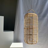 Large lantern-shaped rattan pendant lamp H50 D24