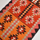 3x11 Orange Tribal Kilim Runner Rug 93x330Cm