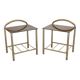 Pair of bedside tables with gold metal and mirrored glass top.