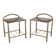 Pair of bedside tables with gold metal and mirrored glass top.