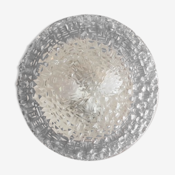 Plafonnier verre pointes de diamants, double éclairage, 32 cm