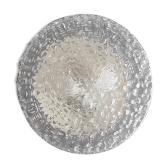 Plafonnier verre pointes de diamants, double éclairage, 32 cm