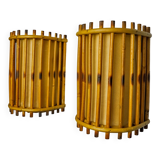 Pair of rattan wall lights, France, 1960
