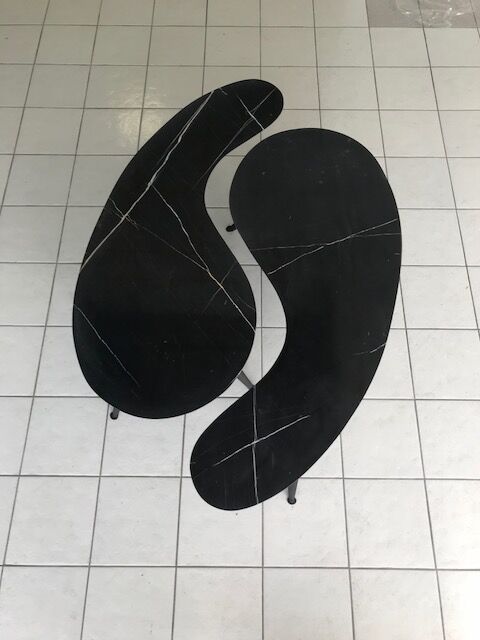 Pair of tables in marble