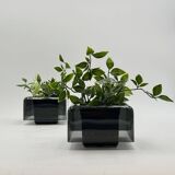 Paire de cache-pots Space Age noirs par Anna Mazzucchelli pour Vastill, Italie