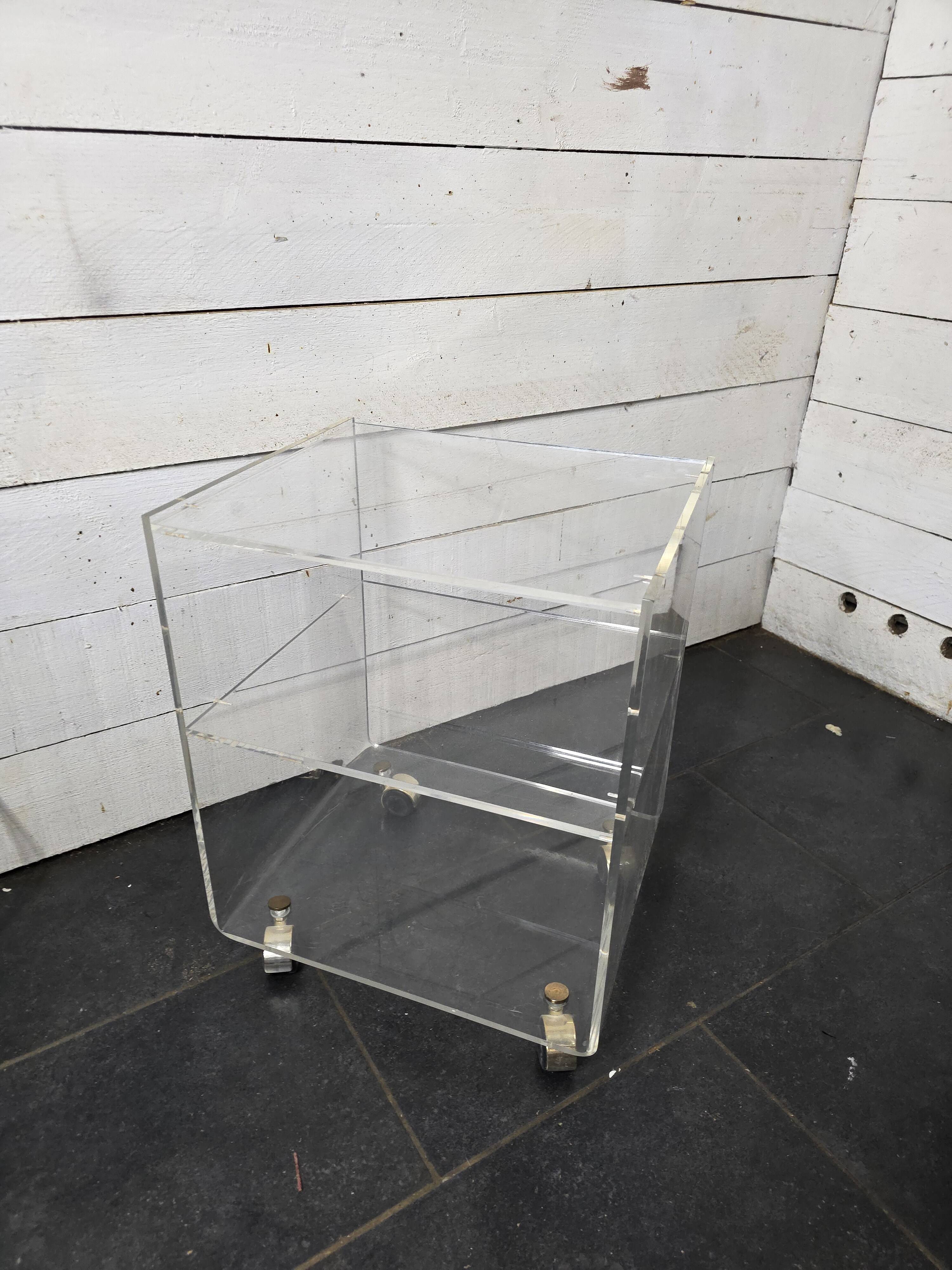 1970s Plexiglas Bedside Table