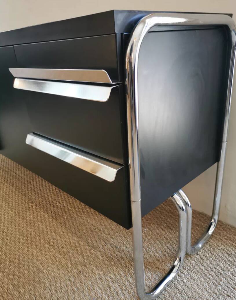 Vintage Bauhaus style metal sideboard from the 1970s