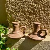 Vintage stoneware candle holders