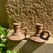 Vintage stoneware candle holders