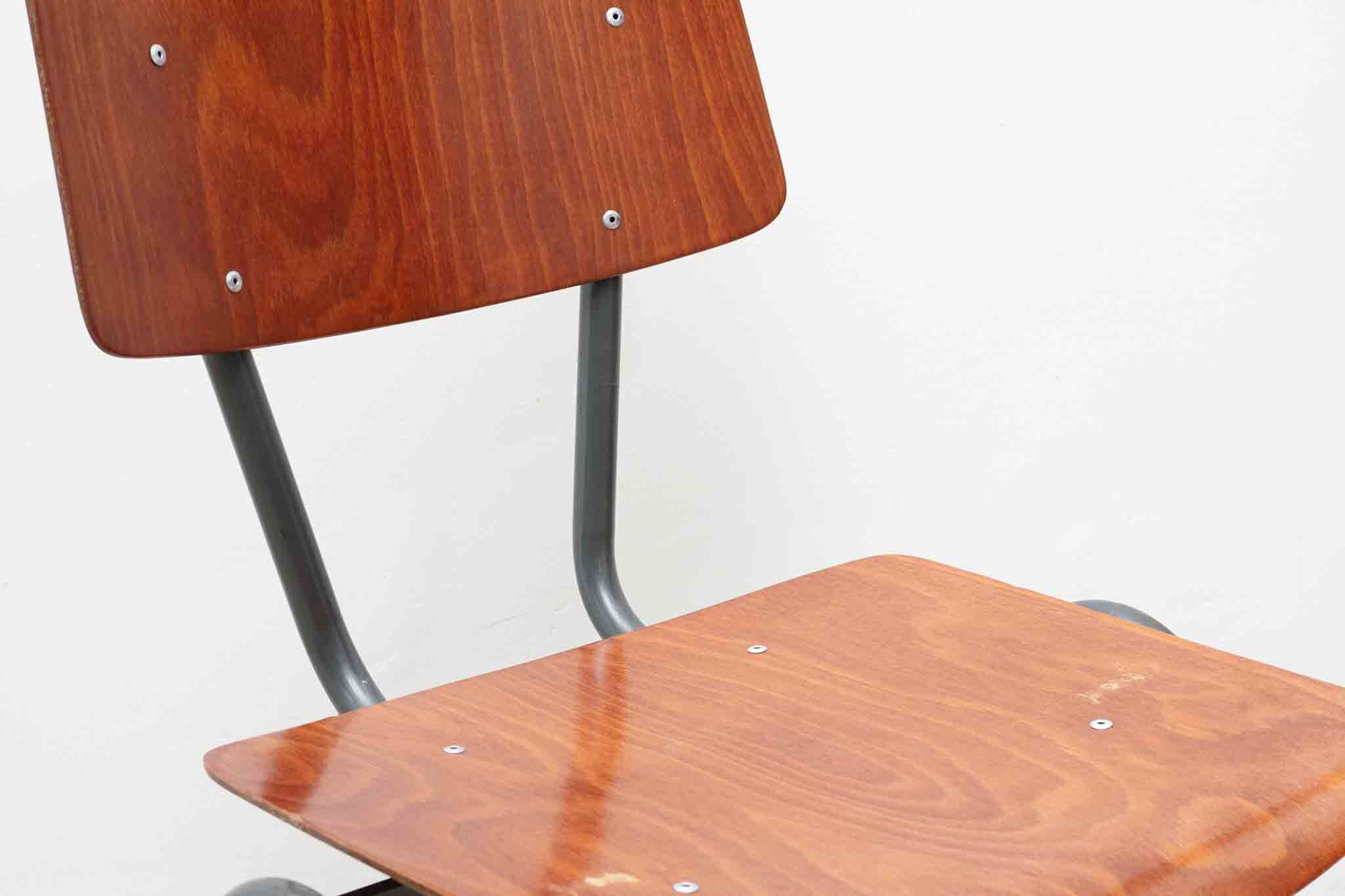 Eromes oak and grey-green chair with hooks