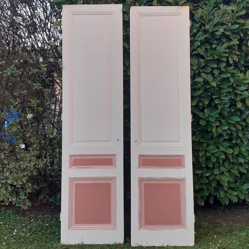 Pairs of large antique Haussmann-style wardrobe doors from the 19th century.