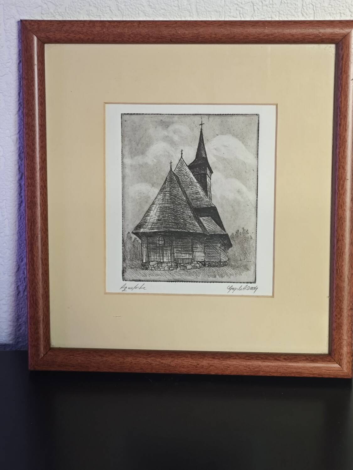 Alexandru Gogilea - "Acquaforte" Wooden Church - 20x20 cm