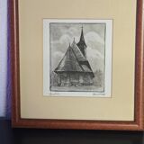 Alexandru Gogilea - "Acquaforte" Wooden Church - 20x20 cm
