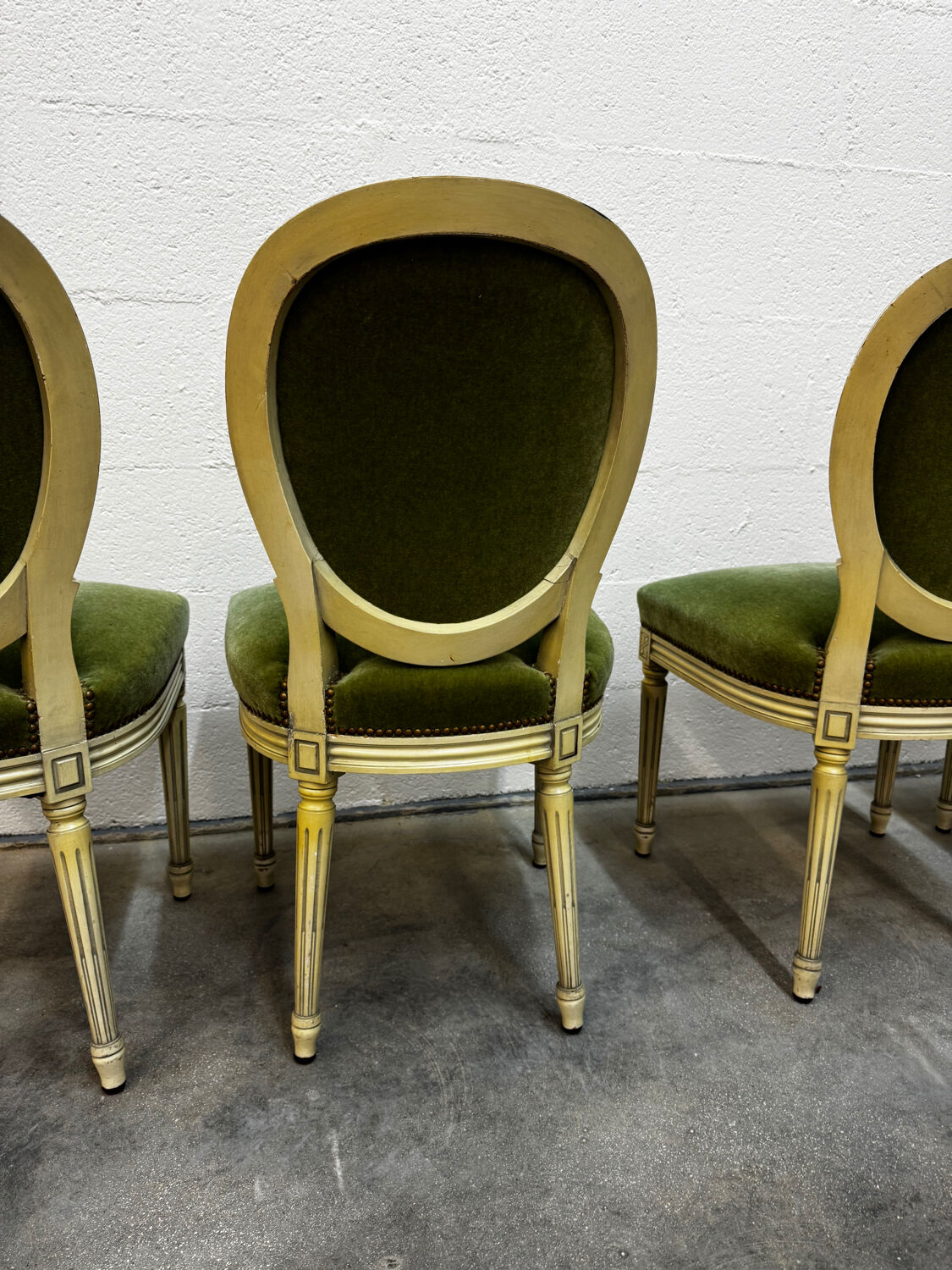 4 studded Louis XVI medallion chairs