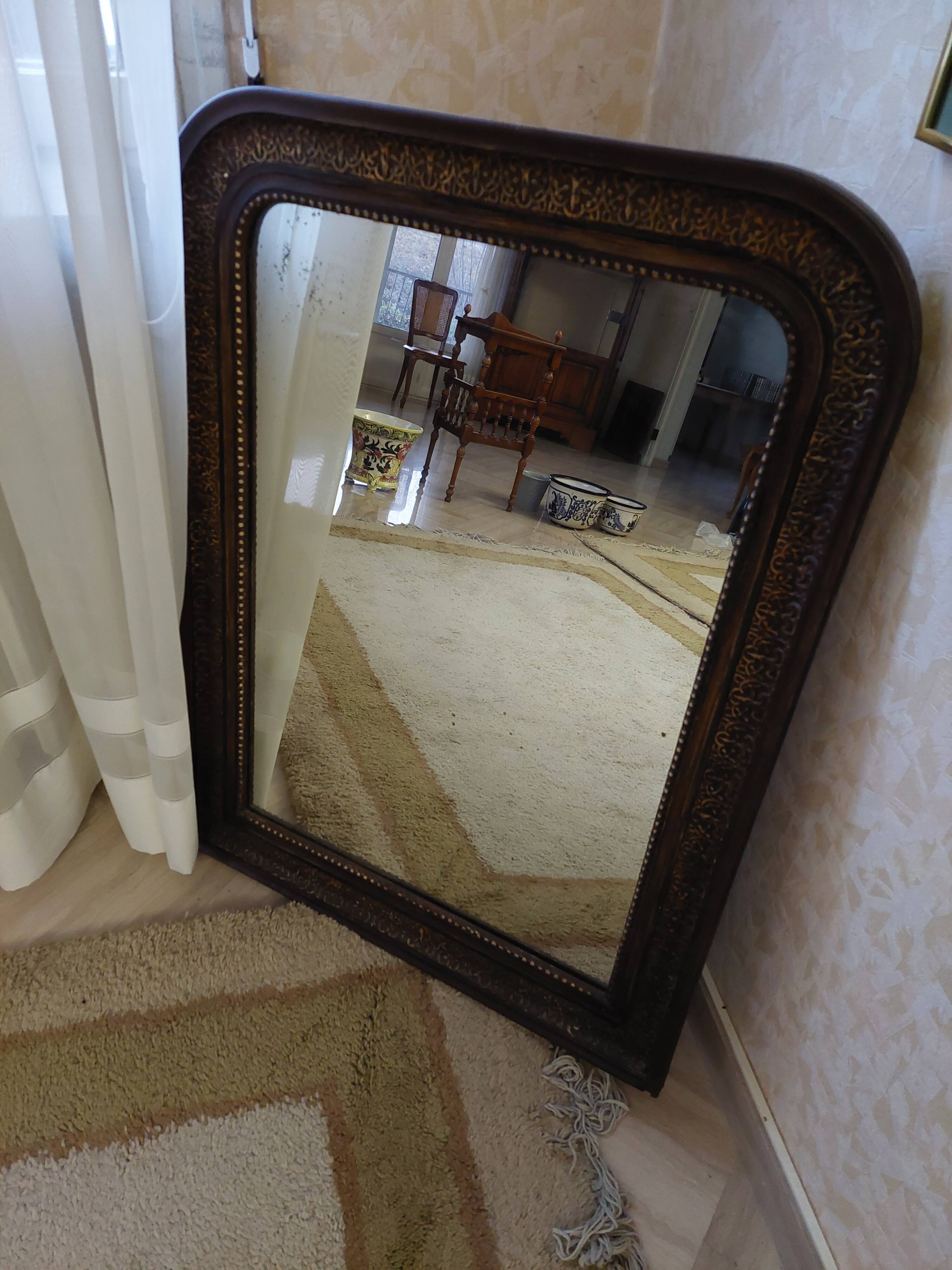 mirror carved wooden semi-circle frame 60x70cm