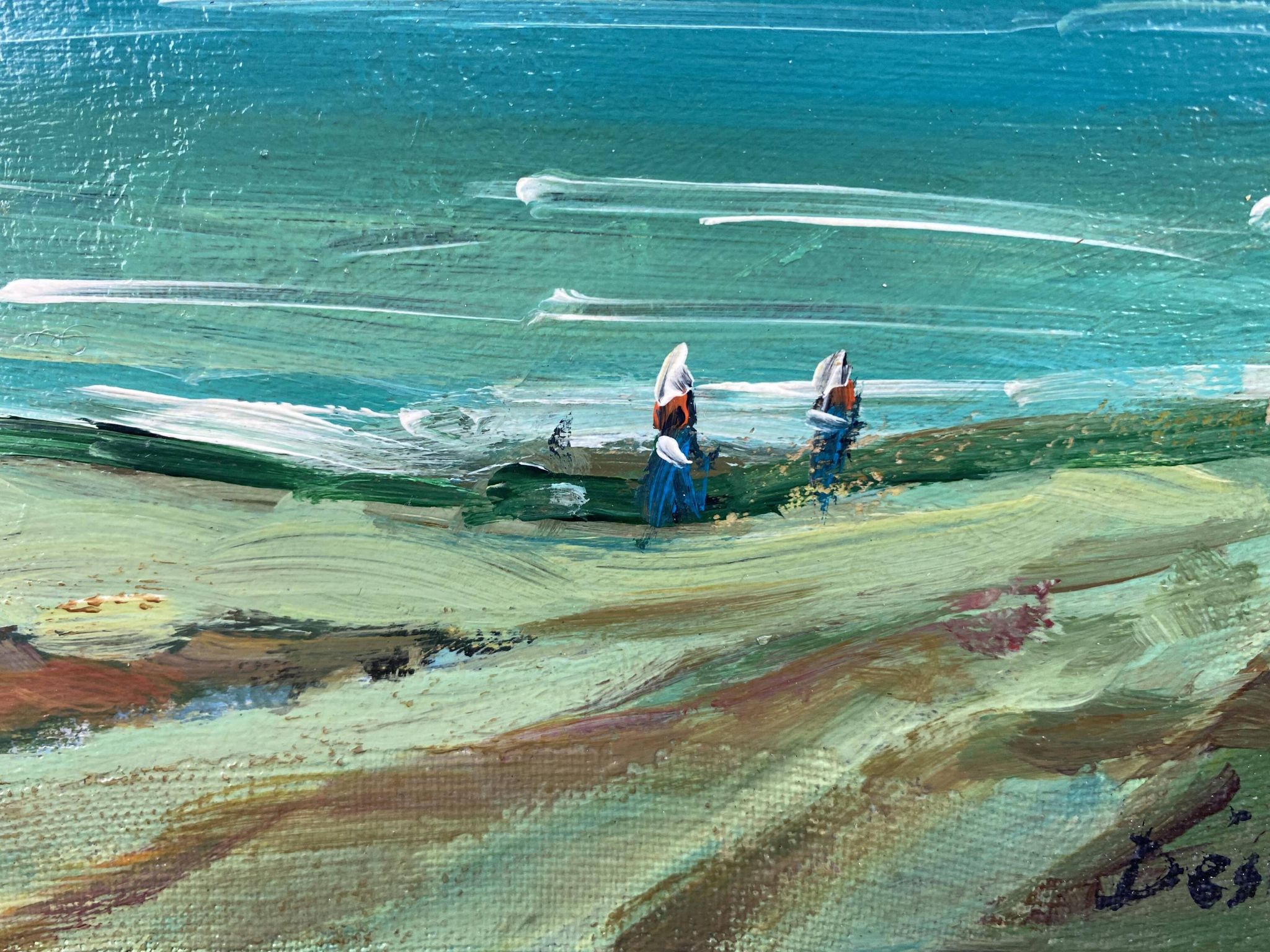Marine painting by Désiré-Lucas, early 20th century, oil on canvas.