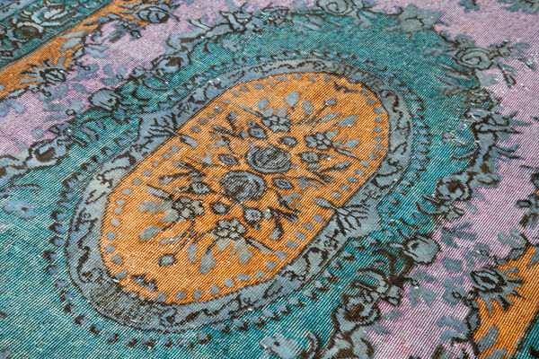 tapis fait à la main contemporain oriental années 1970 172 cm x 295 cm tapis bleu