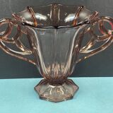 Vase ancien verre rose style coupe a anses