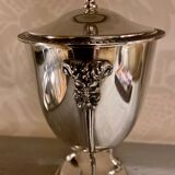 Silver metal sugar bowl on claws