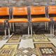 Set de 4 chaises chromées skaï orange 1970 vintage