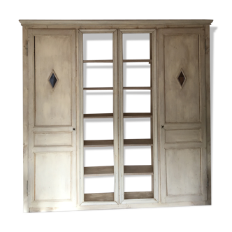 Library in old woodwork worn in off-white