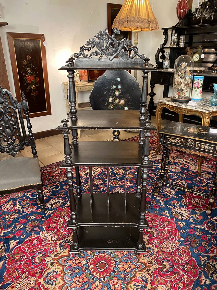 Napoleon III music or sheet music cabinet in blackened wood