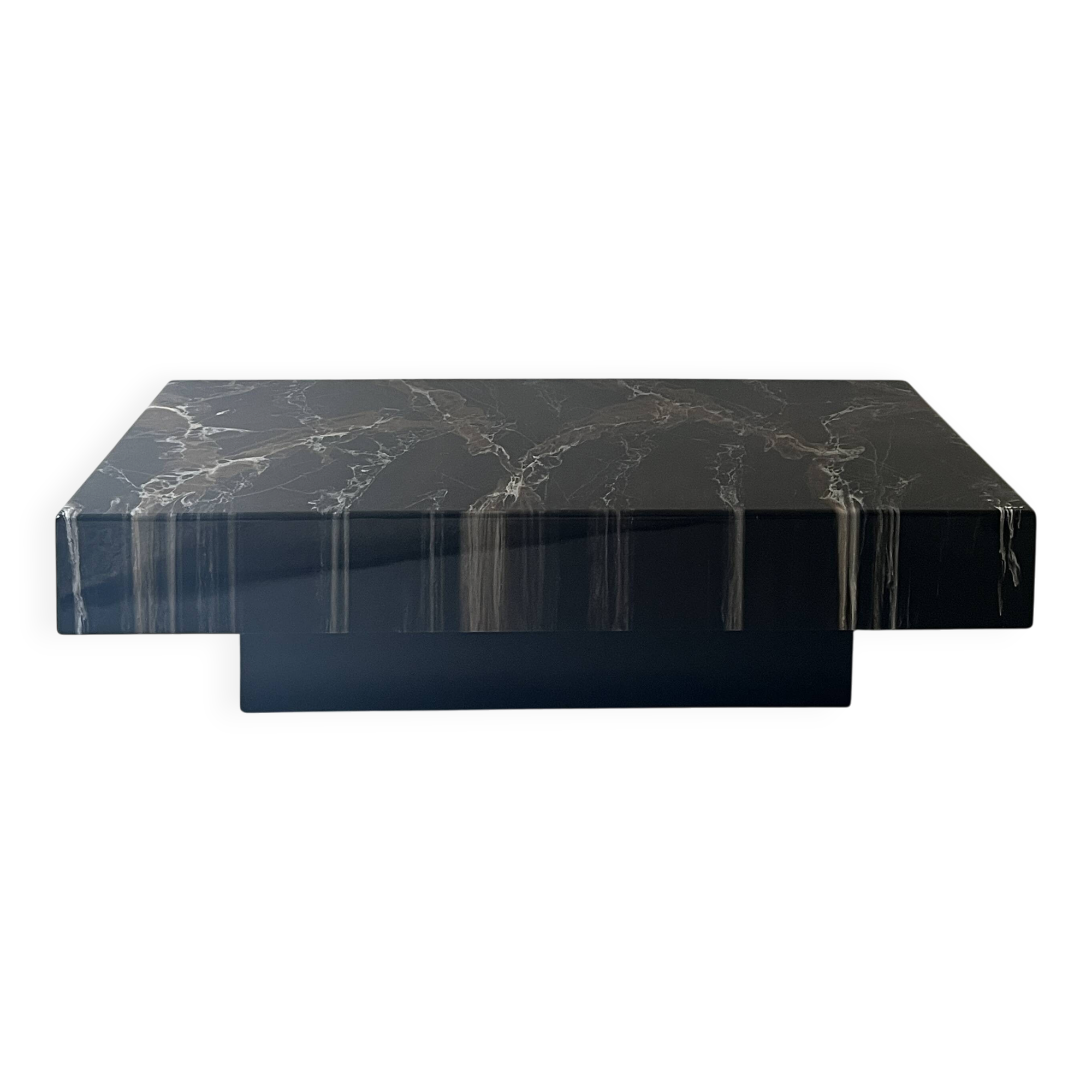 Table basse rectangulaire en résine marbre, design vers 1970