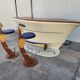 Bar or shop counter and 2 deck lina stools polyester boat hull