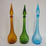 Carafe "bulles" en verre vert