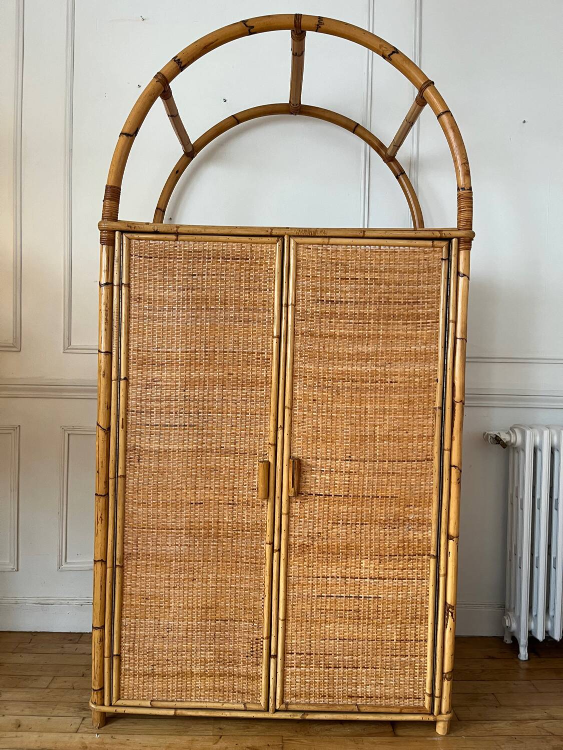 Vintage rattan wardrobe