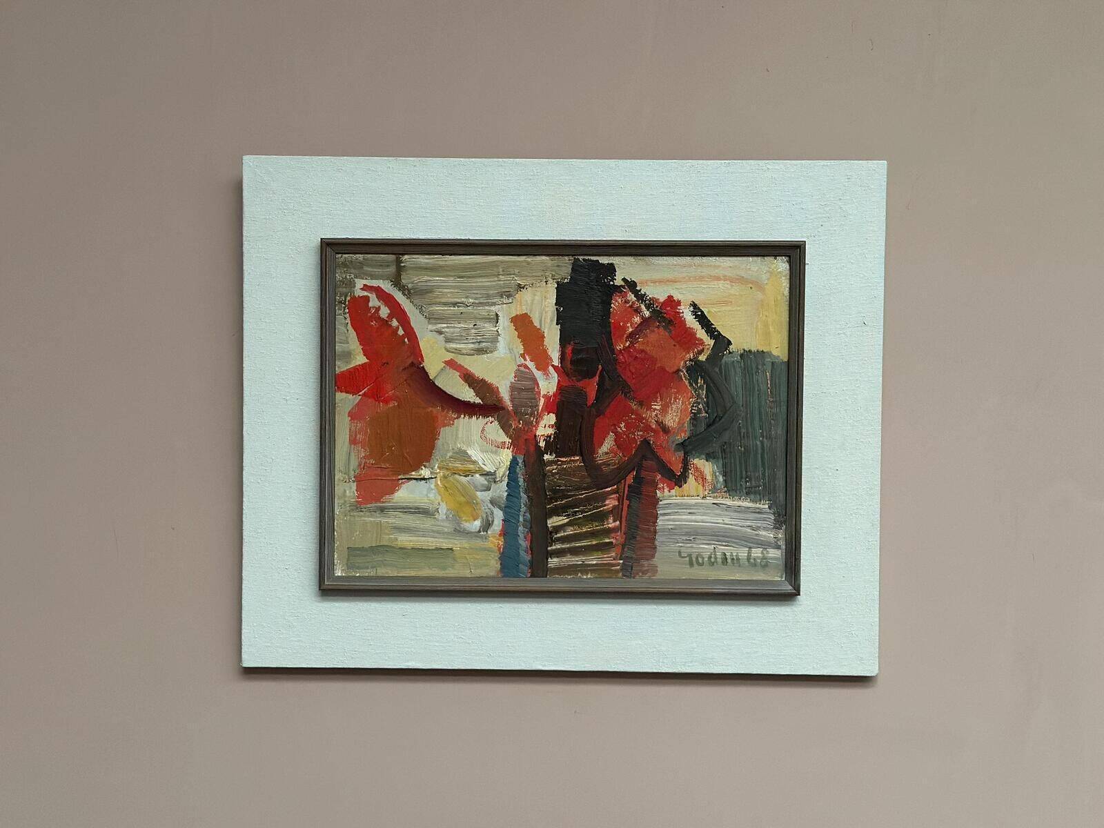 Original Mid Century Swedish Oil On Panel – Ragnar Godin (1968) – Still Life – Vintage & Framed 50 × 40 Cm (19.7" × 15.7")