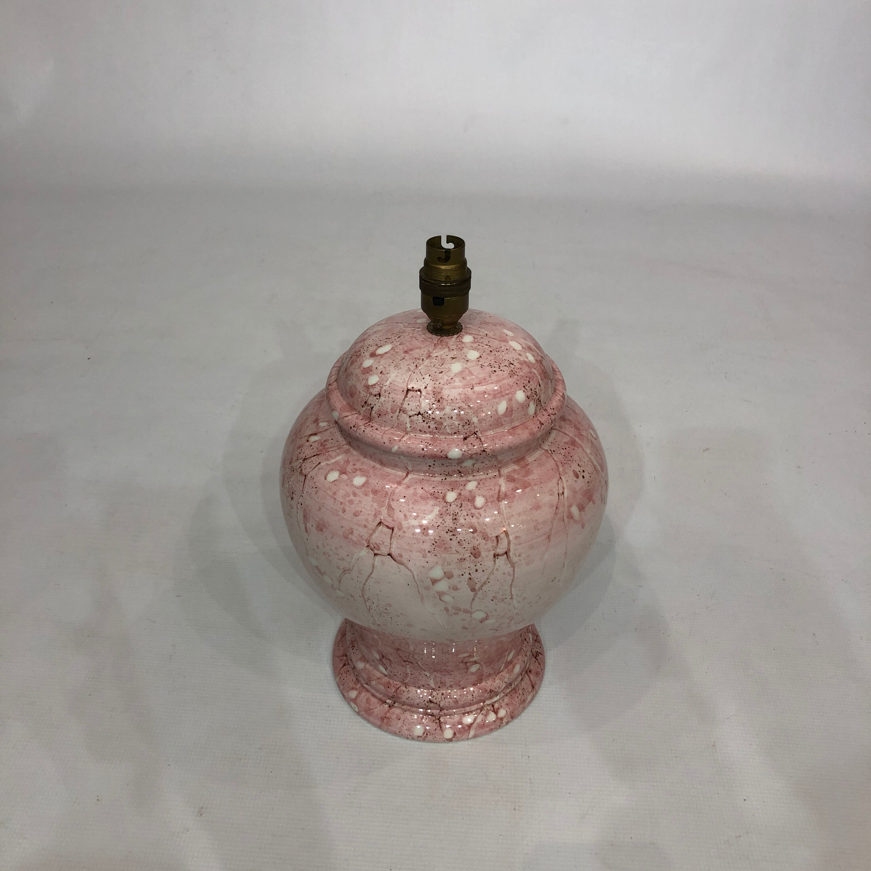 1980s Pink Ceramic Italian Table Lamp Marble Effect Vintage Urn Neo Classic