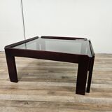 Vintage coffee table by Afra and Tobia Scarpa for Cassina with smoked glass