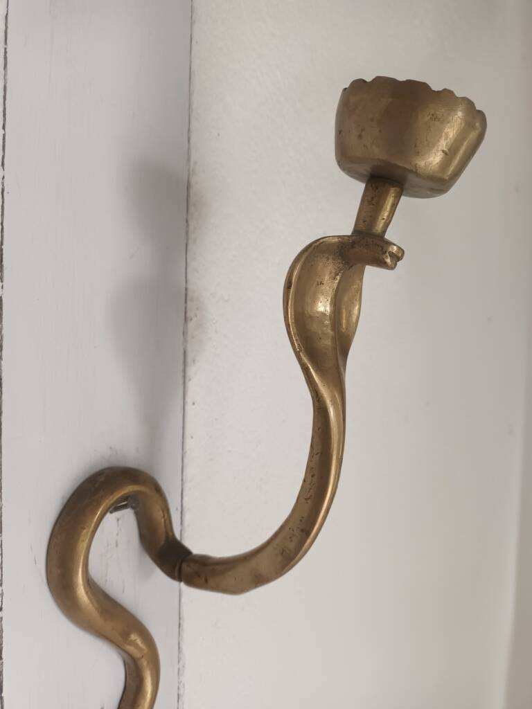 Bronze cobra candle holder wall sconce