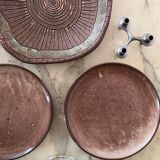 Ceramic service 4 large plates in enamelled stoneware, vallauris 1950